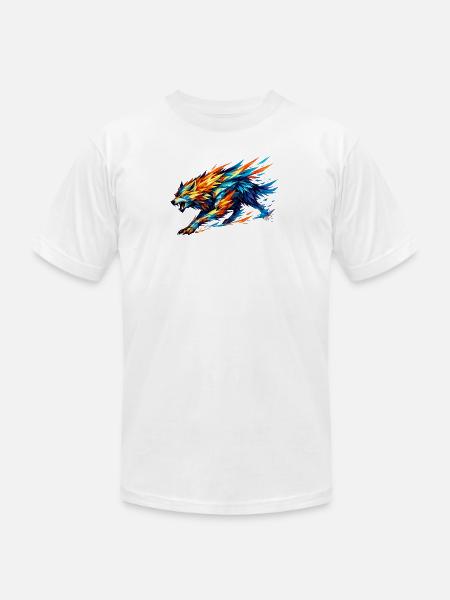 Prism Wolf in Fractal Fur - Unisex Jersey T-Shirt by Bella + Canvas - white