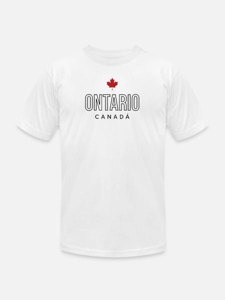 Maple Leaf Emblem on Bold Text - Unisex Jersey T-Shirt by Bella + Canvas - white