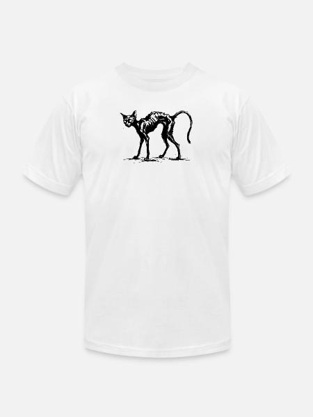 Spooky Black Cat : Charcoal Sketch - Unisex Jersey T-Shirt by Bella + Canvas - white