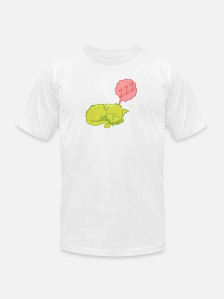 Lime Neon Sleepy Cat - Unisex Jersey T-Shirt by Bella + Canvas - white
