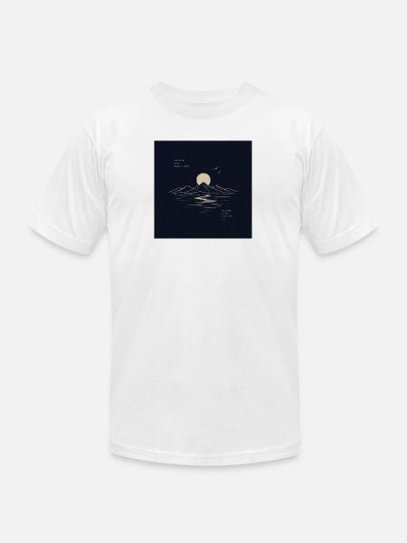 Moonlit Mountain Lake Nature Therapy - Unisex Jersey T-Shirt by Bella + Canvas - white
