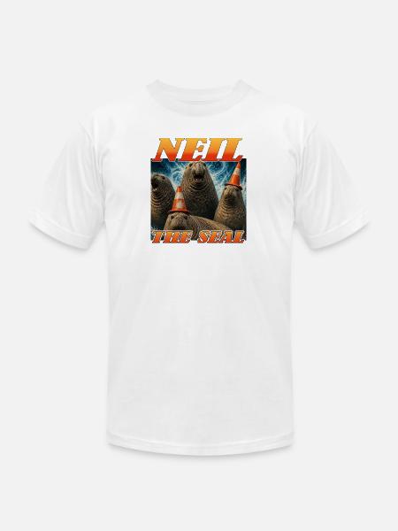 Neil the Seal Cone Crew - Unisex Jersey T-Shirt by Bella + Canvas - white