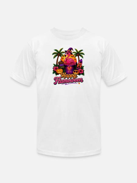 Happy Flamoween Flamingo Paradise - Unisex Jersey T-Shirt by Bella + Canvas - white