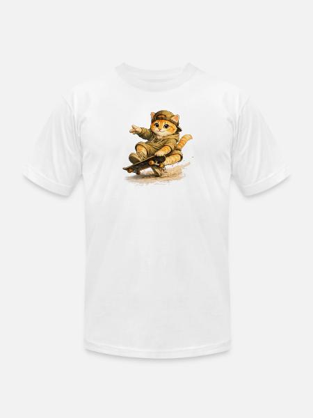 Skate Kitten on Board - Unisex Jersey T-Shirt by Bella + Canvas - white