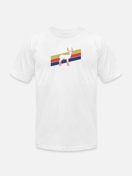 Retro Antelope Stripes – Safari Wildlife - Unisex Jersey T-Shirt by Bella + Canvas - white