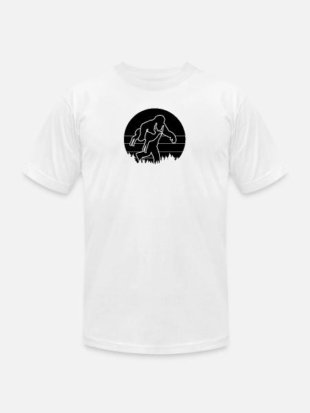 Bigfoot Carrying Antelope Funny - Unisex Jersey T-Shirt by Bella + Canvas - white