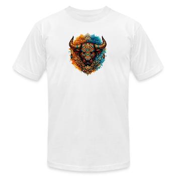 Sacred Tribal Bull Mandala Boho Watercolor Art - Unisex Jersey T-Shirt by Bella + Canvas - white - Front - Jose (178cm)