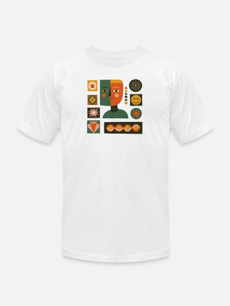 Dual-Tone Geometric Portrait - Unisex Jersey T-Shirt by Bella + Canvas - white