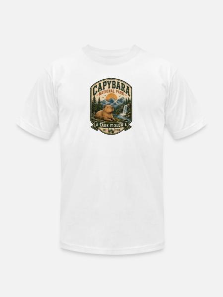 Capybara National Park Patch - Unisex Jersey T-Shirt by Bella + Canvas - white
