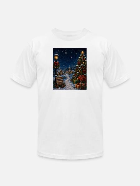 Snowlit Christmas Village - Unisex Jersey T-Shirt by Bella + Canvas - white