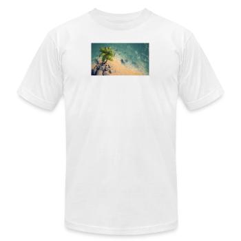 Tropical Palm Beach Cliff - Unisex Jersey T-Shirt by Bella + Canvas - white - Front - Jose (178cm)