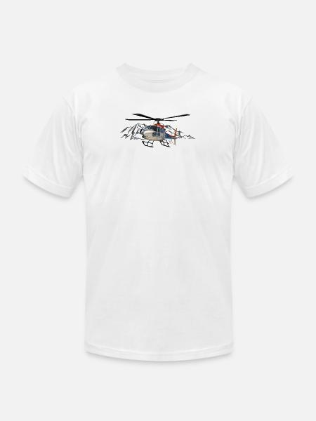 Helicopter in action - Unisex Jersey T-Shirt by Bella + Canvas - white
