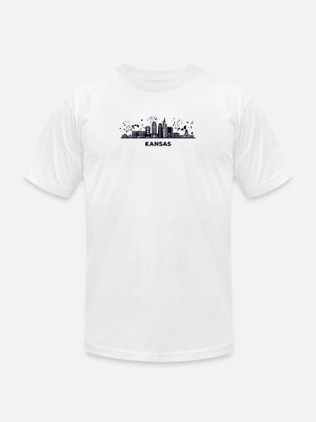 Kansans Skyline Cityscape Kansas - Unisex Jersey T-Shirt by Bella + Canvas - white