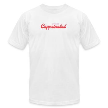 Caffeinated  - Unisex Jersey T-Shirt by Bella + Canvas - white - Front - Jose (178cm)
