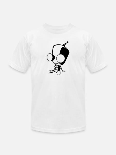 black and white robot - Unisex Jersey T-Shirt by Bella + Canvas - white