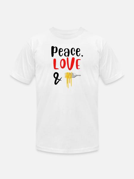 Peace Love and Spaghetti - Unisex Jersey T-Shirt by Bella + Canvas - white