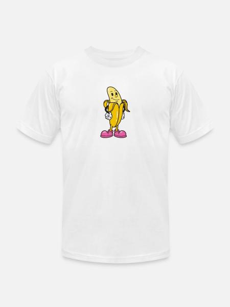 Banana Mascot in Pink Sneakers - Unisex Jersey T-Shirt by Bella + Canvas - white