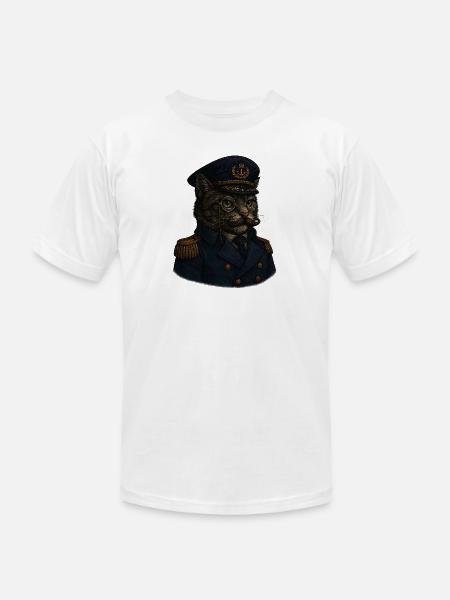 Admiral Whiskers: The Feline Commander - Unisex Jersey T-Shirt by Bella + Canvas - white