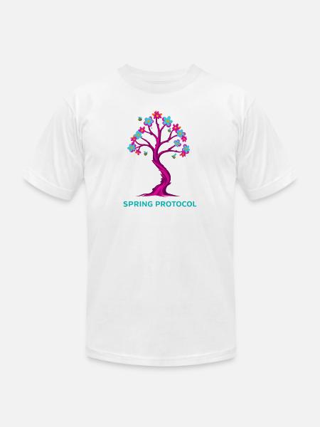 Spring Protocol Floral Tree - Unisex Jersey T-Shirt by Bella + Canvas - white