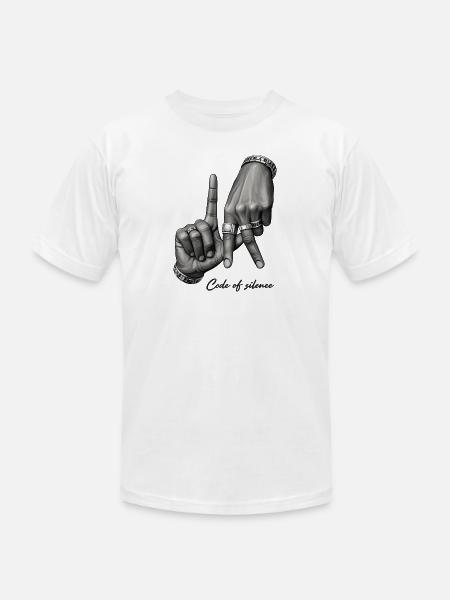 Code of Silence Grayscale Gesture - Unisex Jersey T-Shirt by Bella + Canvas - white
