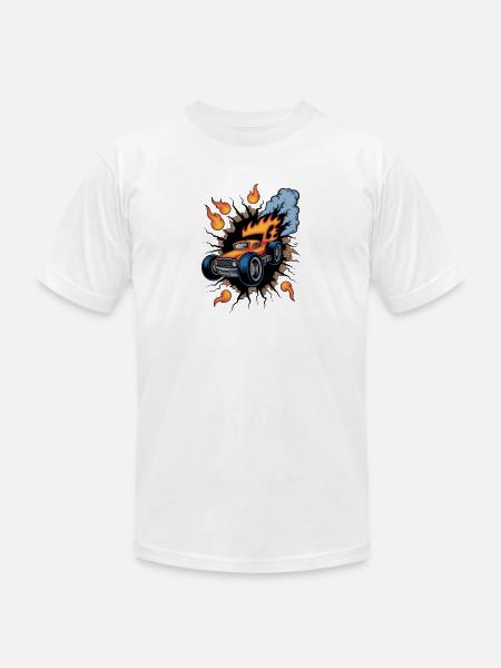 Blazing Hot Rod Rampage - Unisex Jersey T-Shirt by Bella + Canvas - white
