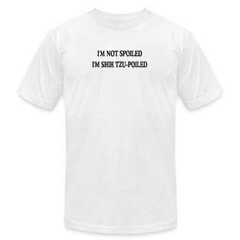 Shih Tzu-Poled: Not Spoiled - Unisex Jersey T-Shirt by Bella + Canvas - white - Front - Jose (178cm)