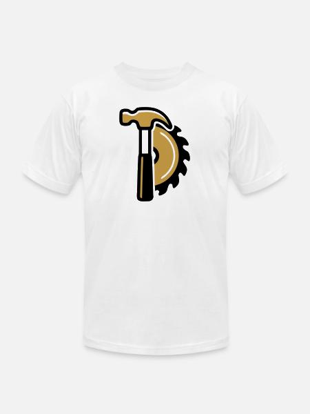 Hammer Circular Saw Logo - Unisex Jersey T-Shirt by Bella + Canvas - white