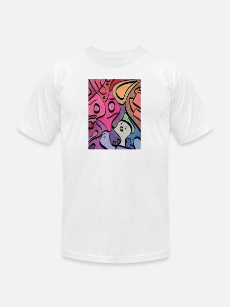 Kaleidoscopic Faces Graffiti - Unisex Jersey T-Shirt by Bella + Canvas - white