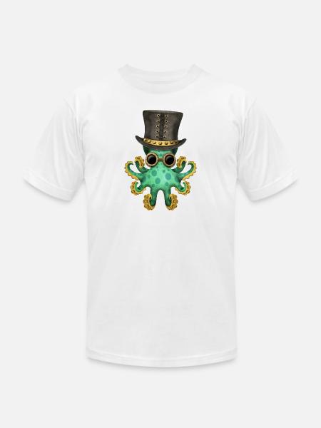 Steampunk Green Octopus - Unisex Jersey T-Shirt by Bella + Canvas - white