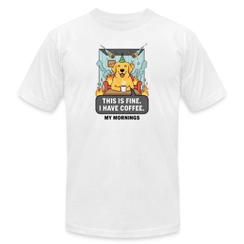 🔥 Funny Dog Meme “This Is Fine, I Have Coffee” - Unisex Jersey T-Shirt by Bella + Canvas