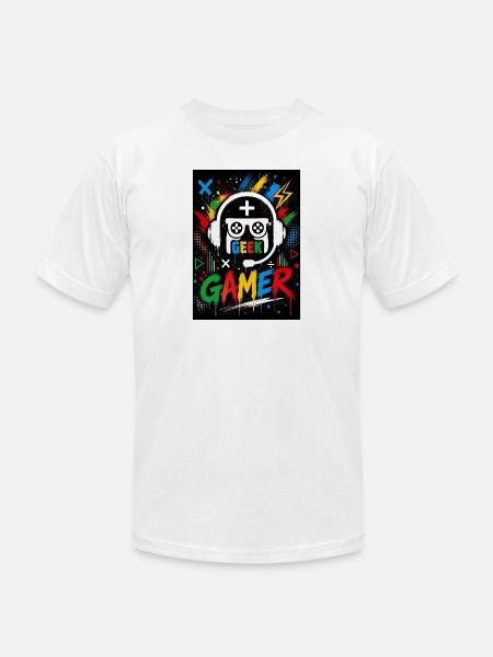 Gamer Geek Neon Splash - Unisex Jersey T-Shirt by Bella + Canvas - white
