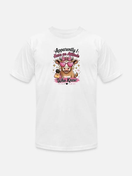 Cow with Attitude: Pink Diva - Unisex Jersey T-Shirt by Bella + Canvas - white