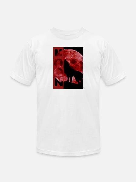 Moonlit Wolf Howl Silhouette - Unisex Jersey T-Shirt by Bella + Canvas - white