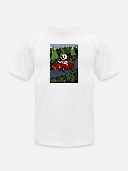 snowman blue sky version - Unisex Jersey T-Shirt by Bella + Canvas - white