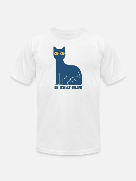 Le Chat Bleu - Blue Cat - Unisex Jersey T-Shirt by Bella + Canvas - white