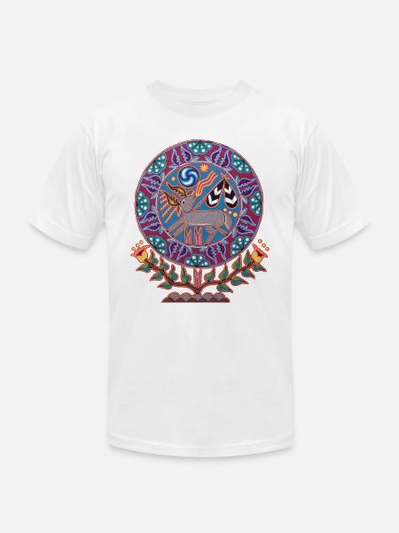 Native Huichol Peyote Deer - Unisex Jersey T-Shirt by Bella + Canvas - white