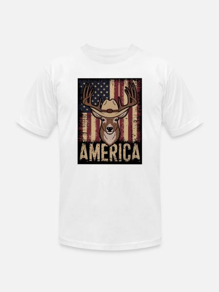 Deer Hunting American. - Unisex Jersey T-Shirt by Bella + Canvas - white