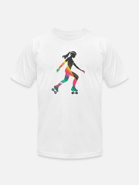 Roller Skating Girl - Unisex Jersey T-Shirt by Bella + Canvas - white