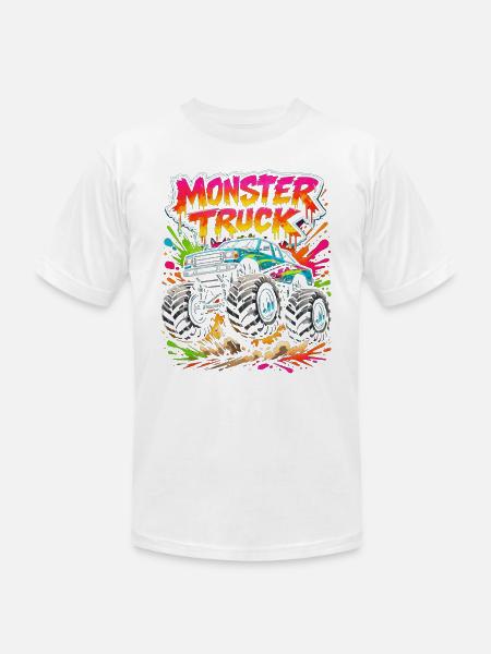 Monster Truck Neon Splash - Unisex Jersey T-Shirt by Bella + Canvas - white