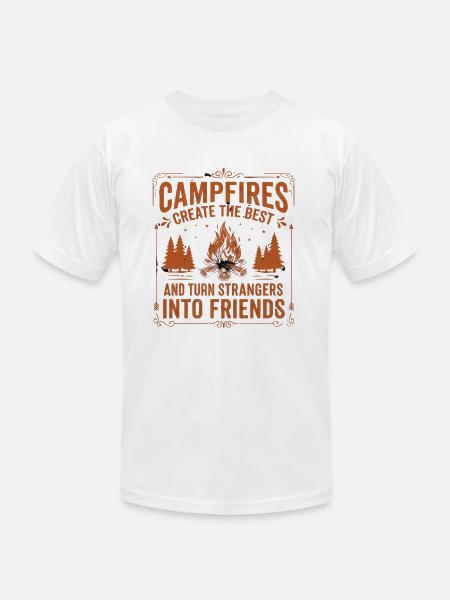 Campfires Turn Strangers Into Friends - Unisex Jersey T-Shirt by Bella + Canvas - white