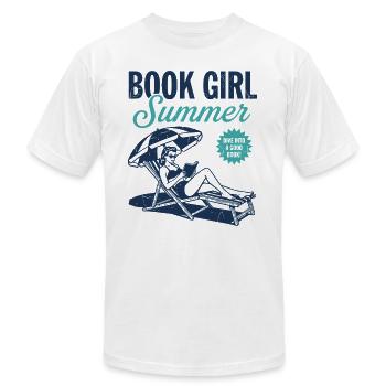 Book Girl Summer Lounge - Unisex Jersey T-Shirt by Bella + Canvas - white - Front - Jose (178cm)