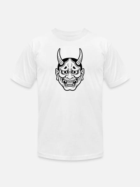 japanese demon mask - Unisex Jersey T-Shirt by Bella + Canvas - white