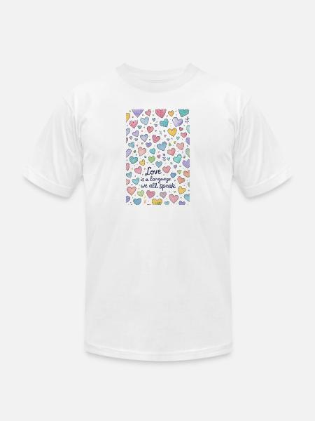 Love Speaks Hearts Pattern - Unisex Jersey T-Shirt by Bella + Canvas - white