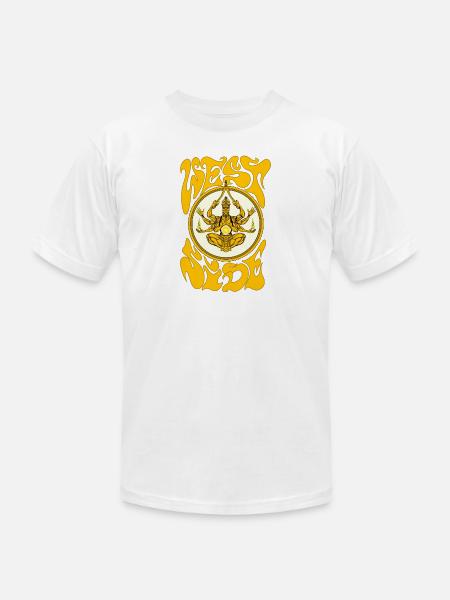 Weed Yogi in Golden Mandala - Unisex Jersey T-Shirt by Bella + Canvas - white