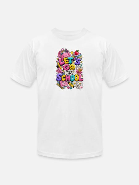 Let's Go To School - Unisex Jersey T-Shirt by Bella + Canvas - white