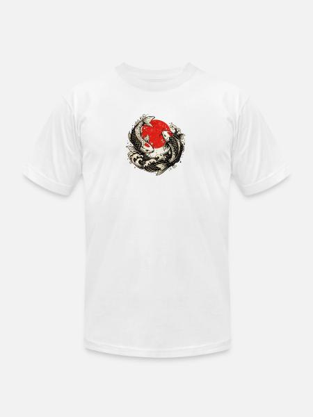 Koi Swirl Red Sun Wave - Unisex Jersey T-Shirt by Bella + Canvas - white