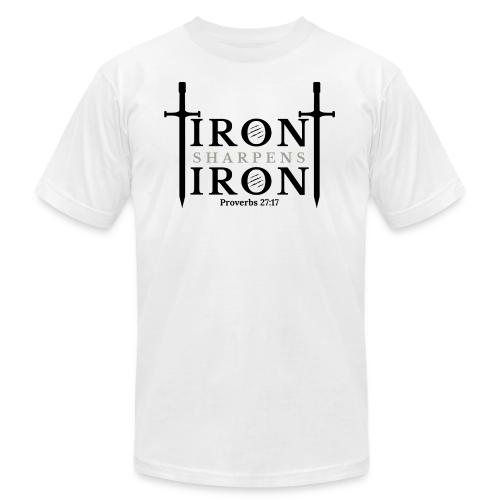 Iron Sharpens Iron - Proverbs 27:17 (Black & Grey) - Unisex Jersey T-Shirt by Bella + Canvas