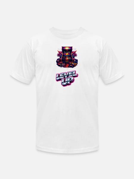 Neon Level Up Arcade - Unisex Jersey T-Shirt by Bella + Canvas - white