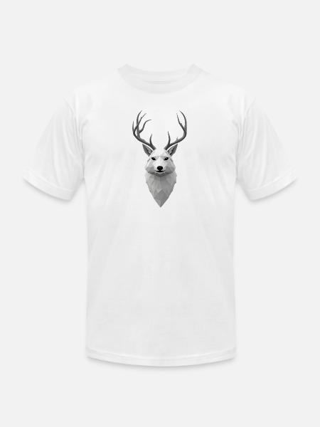 Geometric Winter Elk Illustration - Unisex Jersey T-Shirt by Bella + Canvas - white