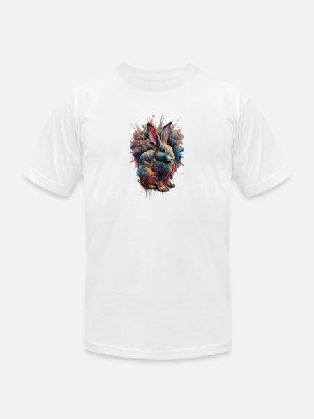 Neon Splash Rabbit - Unisex Jersey T-Shirt by Bella + Canvas - white